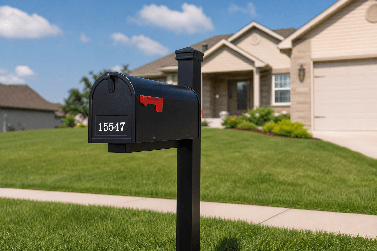 Black post-mount mailbox install — Houston, TX
