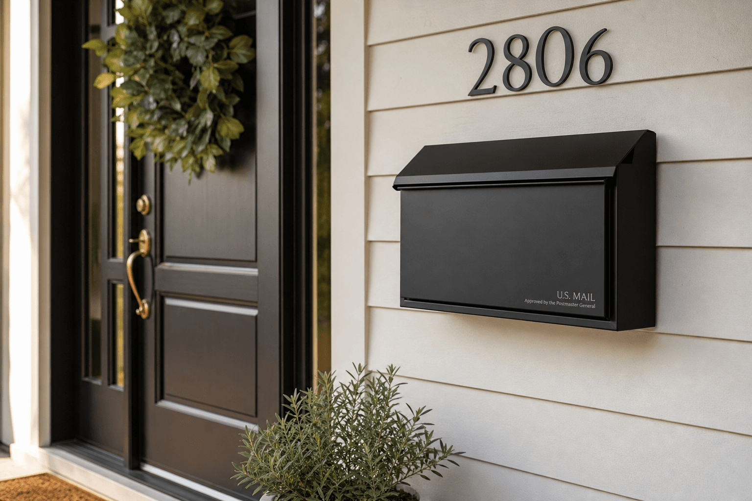 Wall-mount mailbox by the front door — The Woodlands