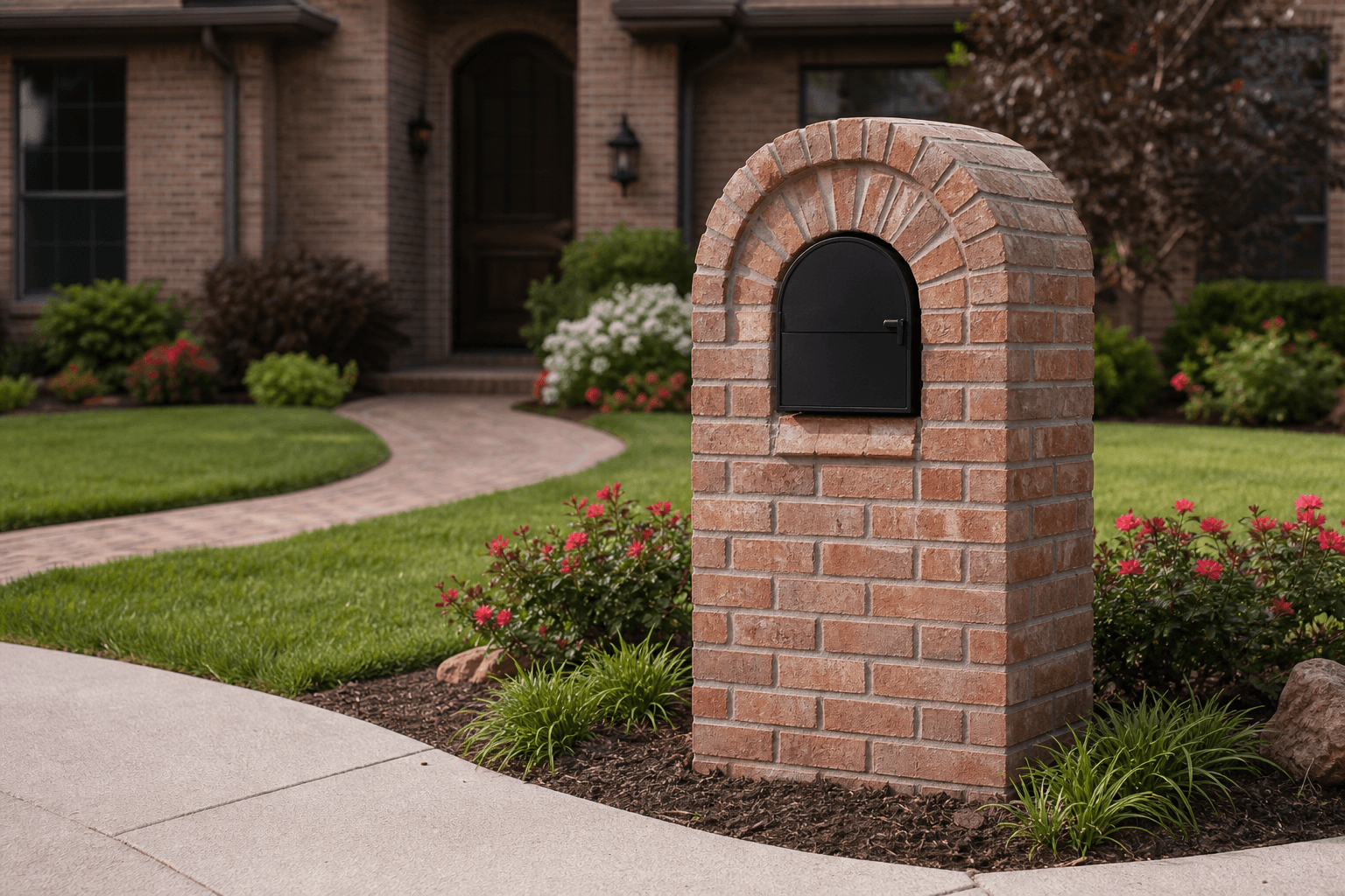 Design prototype — curved arch-top brick mailbox