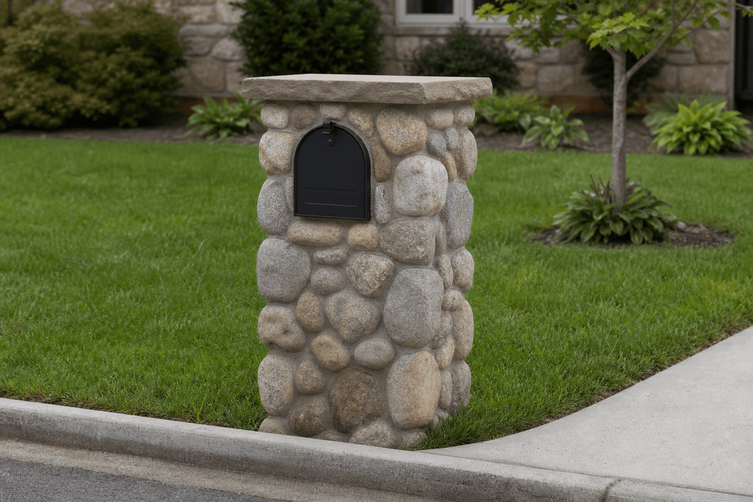 Design prototype — Texas river rock stone mailbox